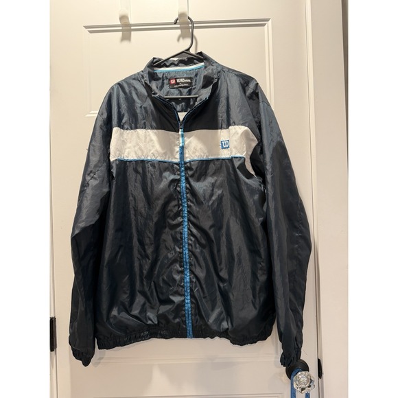 Wilson Other - Vintage Wilson Jacket Men's‎ XL Blue Embroidered Full Zip Windbreaker 90s Sporty